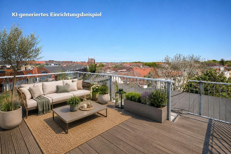 Altbau-Dachgeschosswohnung mit privater Dachterrasse am Adolfplatz — 127m², provisionsfrei – Dachterrasse