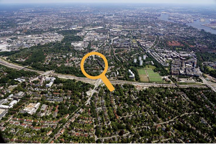 Grünes Bahrenfeld: appartamento libero di 3 locali con terrazza, aiuola e garage sotterraneo – Luftbild Übersicht Hamburg
