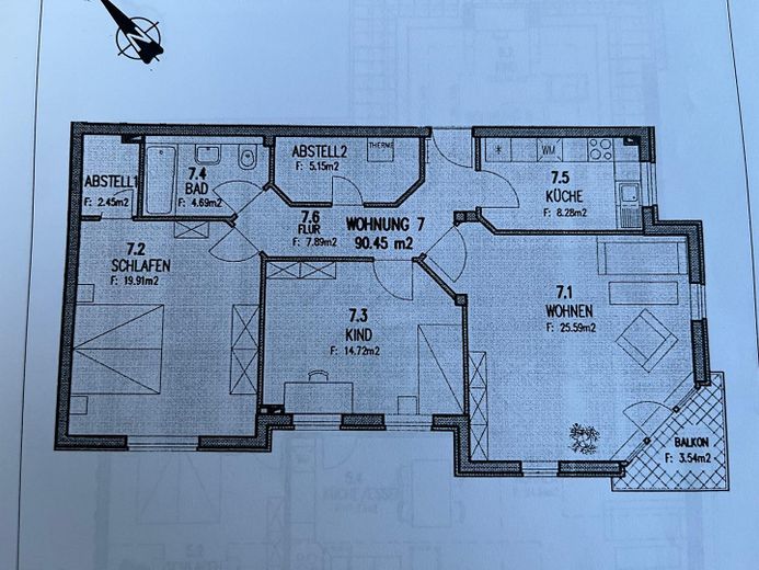 Amplio piso en propiedad de 3 habitaciones con balcón   **   sin comisión – Grundriss