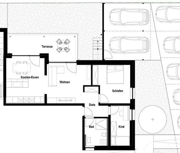 GERESERVEERD - Het totaalpakket: appartement met 3-4 kamers met eigen tuin, carport en parkeerplaats – Grundrissvariante 3-Zimmer