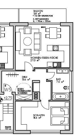 Erstbezug nach Sanierung: 2-Zimmer-Wohnung mit großem Balkon & Gartenblick in Duisburg-Rahm! – Grundriss