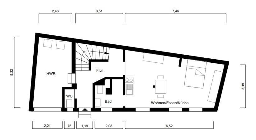 Zweifamilienhaus zur Miete in Pflugfelden – frisch saniert, ab sofort – Grundriss EG