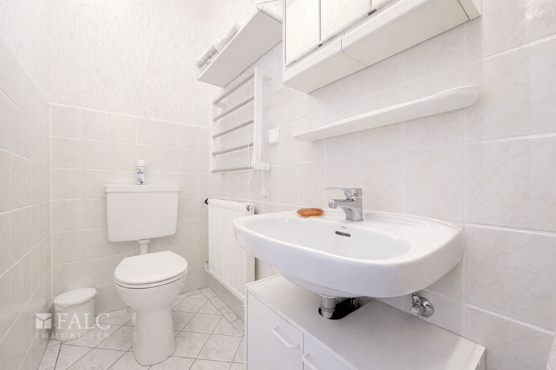 Dassow: Große Doppelhaushälfte mit Werkstatt, Scheune, 3 Garagen und 2.589 m² Grundstück – Badezimmer