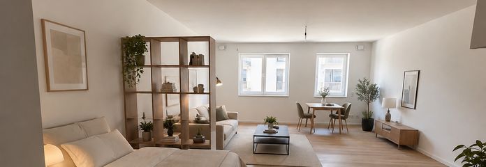**Vivir 2 meses sin pagar alquiler** Apartamento de 1 habitación con cocina integrada E1-01-07 WE 0.87 – Einrichtungsbeispiel