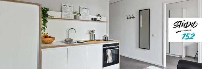 Yalnızca öğrenciler: Wiesbaden’in Rheingauviertel semtindeki STUDIO 152’de 2 kişilik paylaşımlı dairede, ankastre mutfaklı oda, TÜM GİDERLER DAHİL KİRA ve çok daha fazlası – Ansicht I: Wohn- und Essberei…