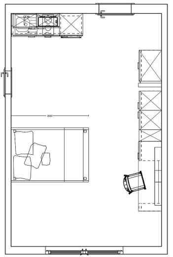 Monolocale arredato in nuova costruzione vicino alla stazione S-Bahn Springpfuhl: disponibile subito – Beispiel Layout 2