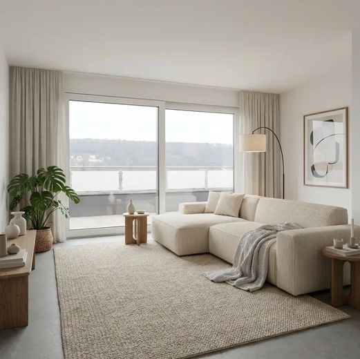 Neubau KfW-55 | 4-Zimmer Maisonette mit Dachterrasse & Carport – Wohnzimmer