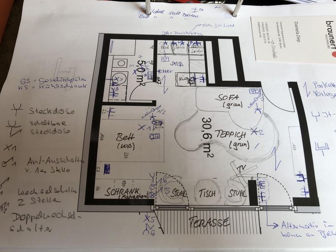 Alt Treptow'da teraslı, yüksek kaliteli mobilyalı stüdyo, Berlin Kreuzberg Neukölln Alt Treptow üçgeni – Grundriss