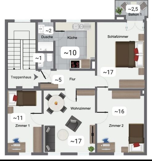 Hochwertig sanierte 4-Zimmer-Altbauwohnung mit EBK und Balkon in Bestlage des Johannesviertels – Grundriss