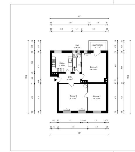 Encantador piso antiguo con chimenea, balcón y jardín comunitario en Berlín Neu-Westend – Grundriss