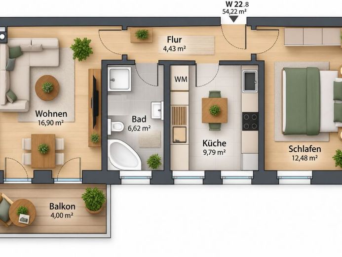 Wunderschöne 2-Raum-Wohnung in ruhiger Lage mit Balkon und Carport – Foto 1