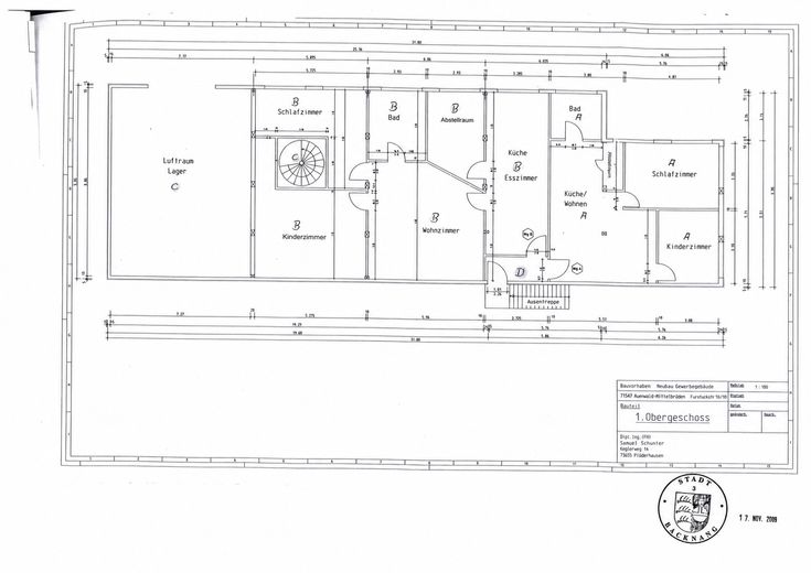 Wohnen & Arbeiten unter einem Dach – 479 m², 2 Wohnungen, Büros + Halle und Garten – Grundriss OG