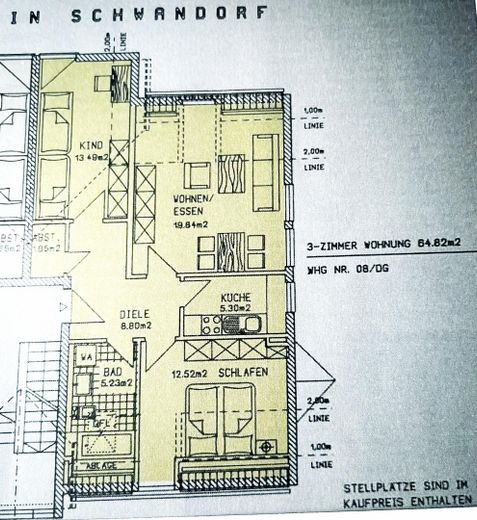 Drei Zimmer DG Wohnung mit Balkon zentral gelegen in Schwandorf – Grundriss