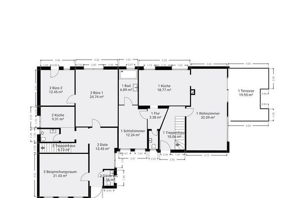MFH 322 qm Wohnen und Arbeiten 3 Wohnungen 1 Büro/Praxiseinheit