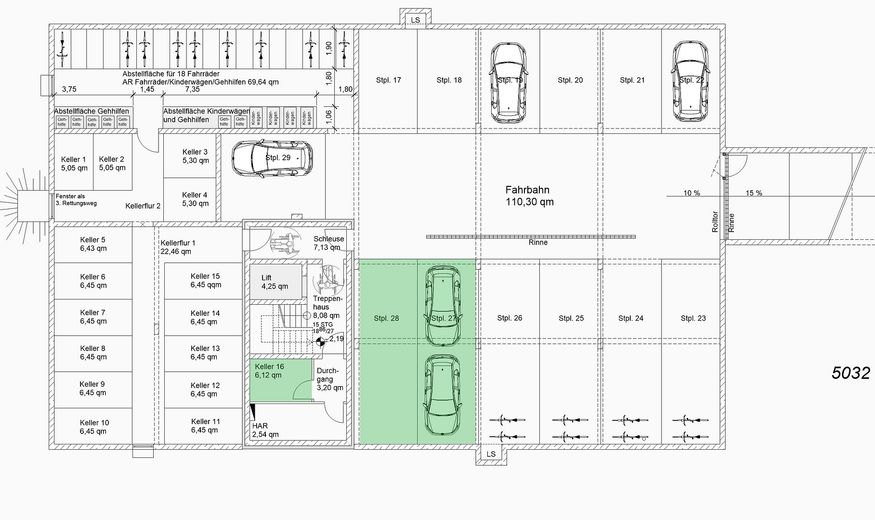 Exclusivo piso de 6 habitaciones con una suite principal, opción de refrigeración y dos grandes terrazas en la azotea – Tiefgarage / Kellerraum
