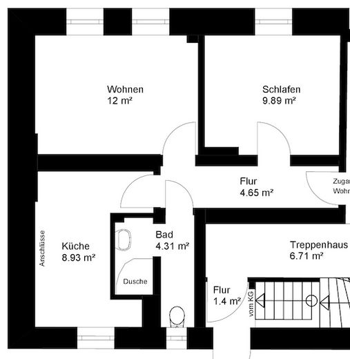 Moderne 2-Zimmer Wohnung im kernsanierten Mehrfamilienhaus – Grundriss