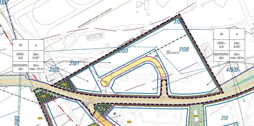 Industrie-/Gewerbegrundstücke "Triebwerk" - direkt am Allgäu-Airport bei Memmingen – Ausschnitt B-Plan