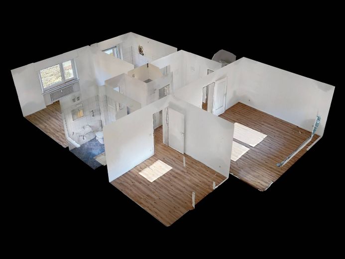 Huzurlu konumda modern yaşam: BALKONLU ve küvetli banyolu geniş 3 odalı daire – 3D-Ansicht Grundriss