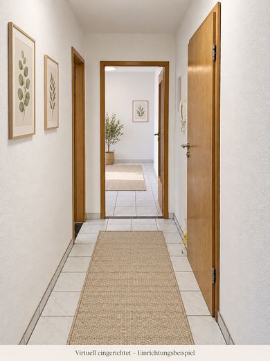 Licht 2-kamerappartement met inbouwkeuken, balkon en parkeerplaats in de ondergrondse garage – Flur Beispiel