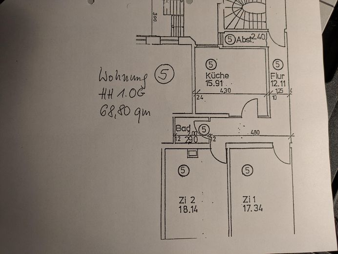 2 ZW Altbau denkmalgeschützt, Mannheim Quadrate – Grundriss