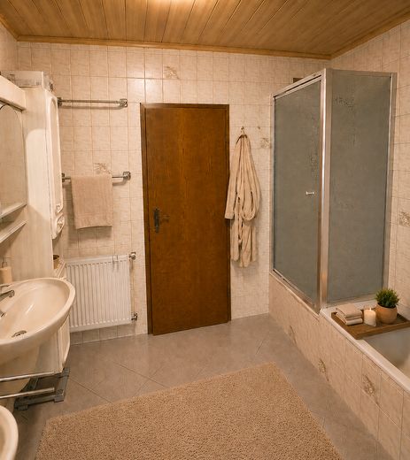 من المالك الخاص! منزل عائلي منفصل مع شقة ملحقة في موقع هادئ – Bad mit Dusche und Badewanne
