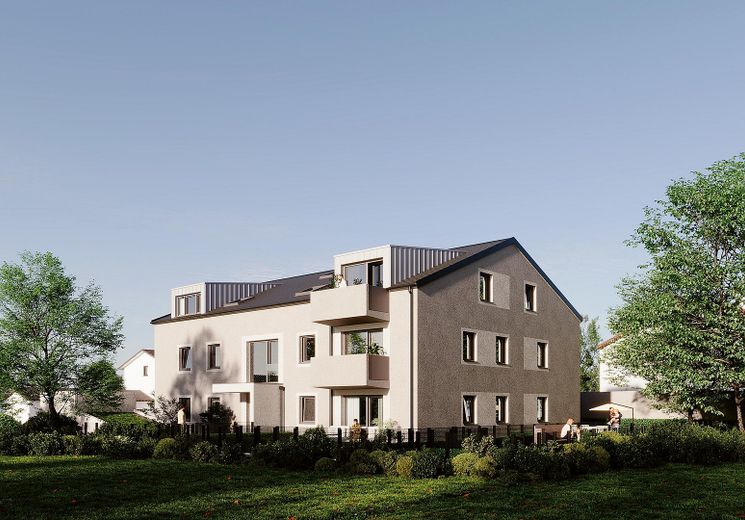 Bezugsfertig: Neubau EG mit Terrasse/Garten + EBK in Parsdorf bei München | KfW-40-QNG-WE 02 – Wohnhaus Ansicht Garten