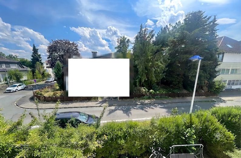 Exklusives Eckgrundstück mit hohem Entwicklungspotenzial in Egelsbach – vom 1.OG aus nach Süden.
