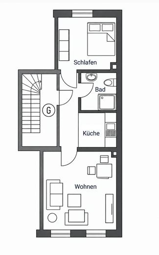 Modernisierte 2 Zimmer-Wohnung in Top Lage – Grundriss