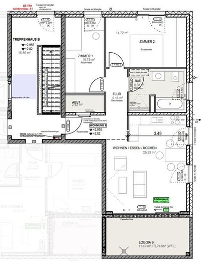 Grundriss 3-ZImmer-Wohnung