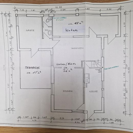 EFH in guter Wohnlage auf 1.900 qm Eigentumsgrundstück - provisionsfrei – Grundriss EG mit Bemaßung