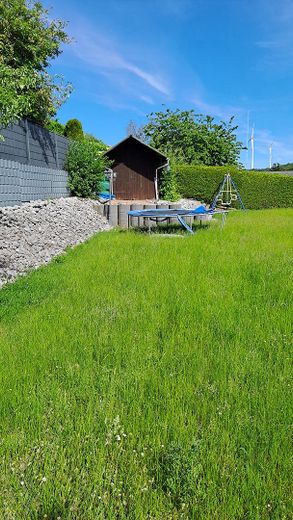 Traumhaus in Südlage - 1 bis 2 Familienhaus in Günterod – Rasen und Gartenhütte
