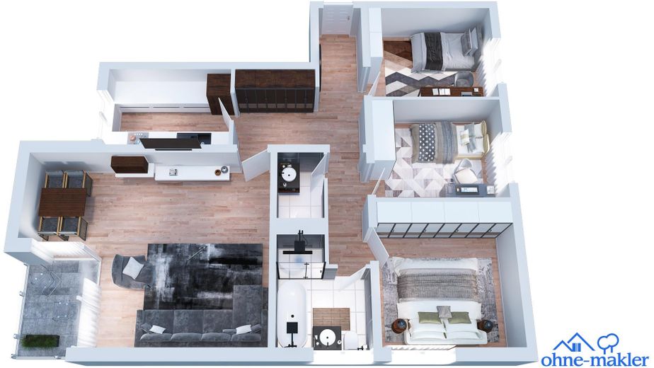 Top Lage in Heerdt - Top Wohnung - sehr gut geschnittene 4-Zimmer Wohnung - neue Küche – Darstellung Wohnungsschnitt