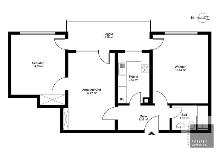 RESERVED - Bright air-conditioned apartment with large loggia in a forest-edge location – Grundriss