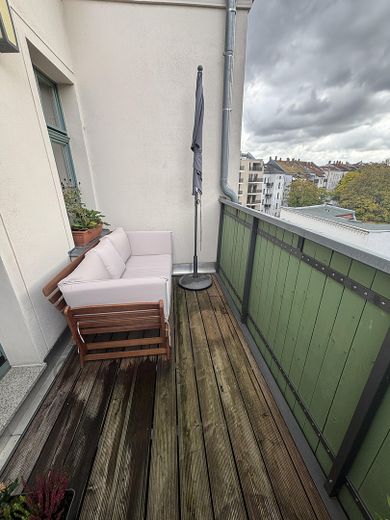 Wysokiej jakości, przytulne, centralne mieszkanie w Stötteritz wraz z miejscem parkingowym – Balkon 
