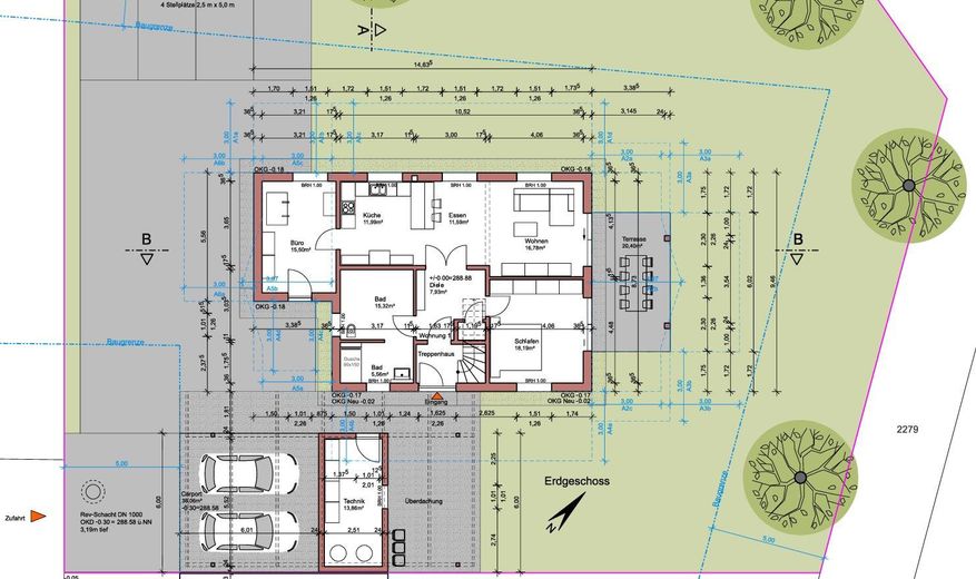 Appartamento con 3 locali al piano terra, vista mozzafiato, ampia terrazza + giardino – Grundriss Gesamtgrundstück