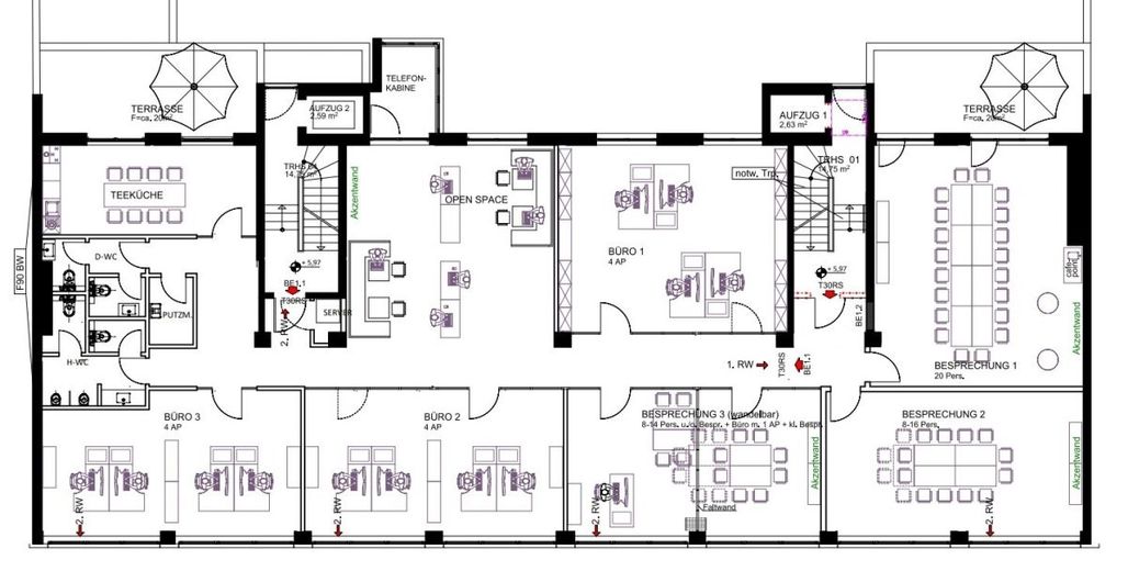Saniertes Büro am Zülpicher Platz – HSR BSP Raumprogramm Büro (1)