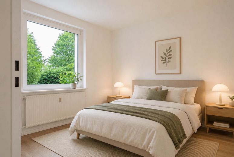 Zentral, hell und gut angebunden – attraktive 3-Zimmer-Wohnung- provisionsfrei – Schlafzimmer
