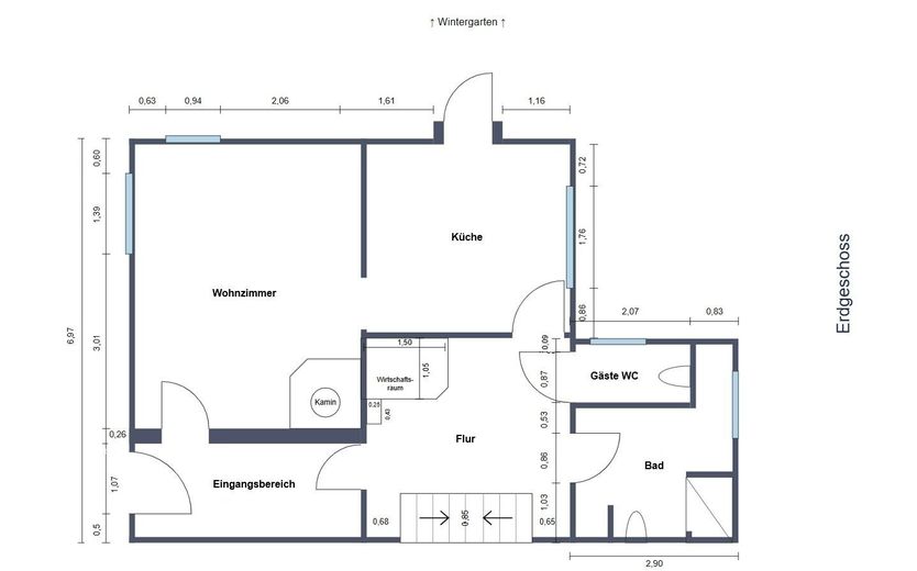 Fully renovated family home with a stunning conservatory, photovoltaic system, heat pump & large outbuilding – Grundriss EG