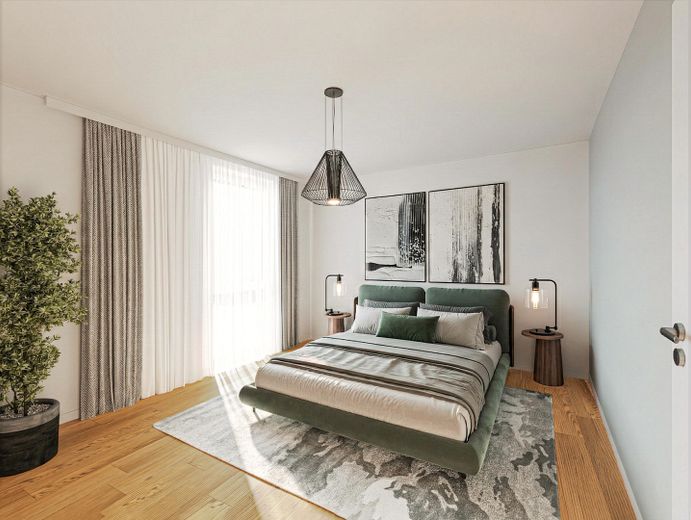 Zentrale Lage in Aschaffenburg: 4-Zimmer-Wohnung mit Balkon, Aufzug & Erstbezug nach Kernsanierung – Schlafzimmer