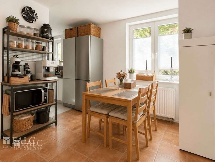 Provisionsfrei! 2-Zi-Wohnung mit Garten und Stellplatz in ruhiger Lage von Magdeburg Hopfengarten – Essbereich