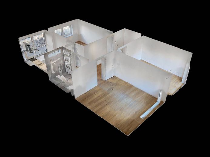 Luminoso piso de 3 habitaciones con BALCÓN y moderna COCINA INTEGRADA en el oeste de Stuttgart – 3D-Ansicht Grundriss