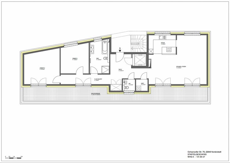 Penthouse I 3-Zimmer-Wohnung mit Süd-Dachterrasse & Aufzug – Grundriss
