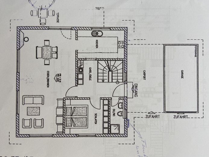 Field-edge location & sunset, detached single-family house with 224 sqm and PV system – Erdgeschoss
