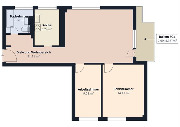 Neustadt | Modernisierte Eigentumswohnung mit Einbauküche und Balkon – S&amp;P | Grundriss 1. Obergeschoss