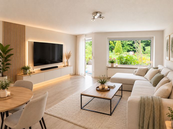 Spacieuse maison mitoyenne centrale à Geradstetten – Zimmer Gartengeschoss- KI Bild
