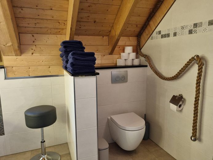 Landhaus mit zusätzliches Einfamilienhaus und großer Garage in Alleinlage im Wald – Privattoilette