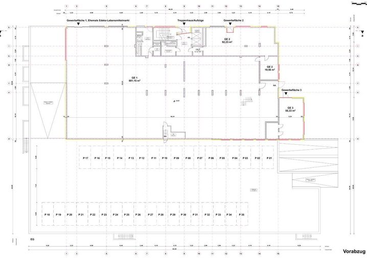 Flexible Gewerbefläche mit 1.050 m², 35 Stellplätzen – Ideal für Fitness, Gesundheit, Einzelhandel – Grundriss Erdgeschoss