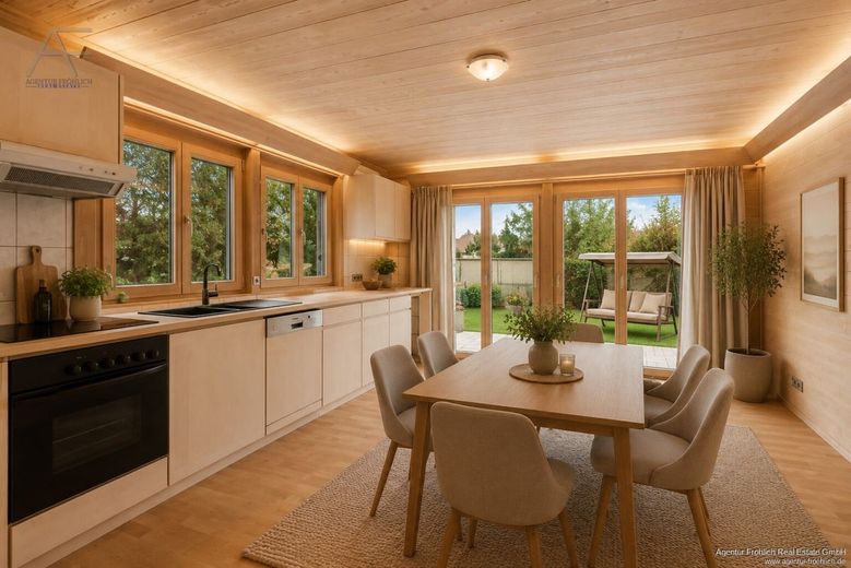 Ein Meisterwerk ökologischer Baukunst - Exklusives Bio-Blockhaus am Waldrand von Icking – Icking_Kitchen