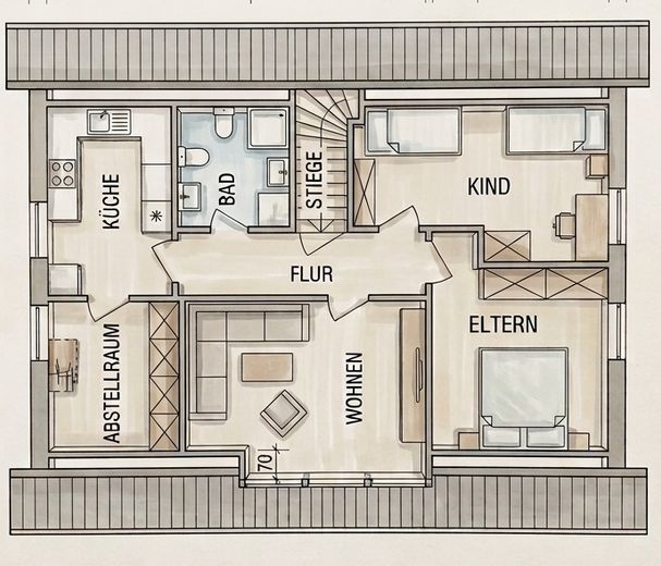 Einfamilienhaus  – DG frei, EG vermietet, auch als EFH nutzbar - keine Provision – Dachgeschoss