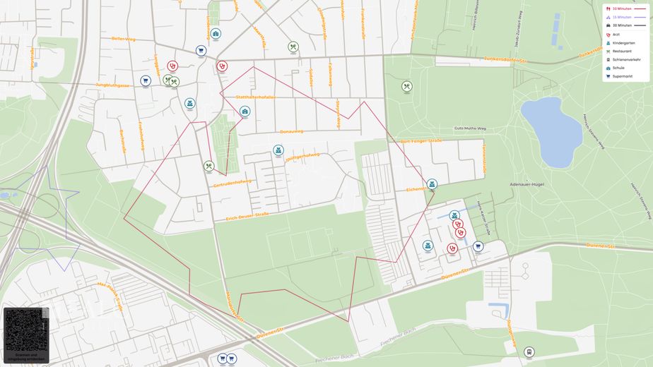 Attraktive 3-Zimmer-Wohnung mit großem Balkon, Tiefgaragenstellplatz in Junkersdorf – Lageplan (Mikro)